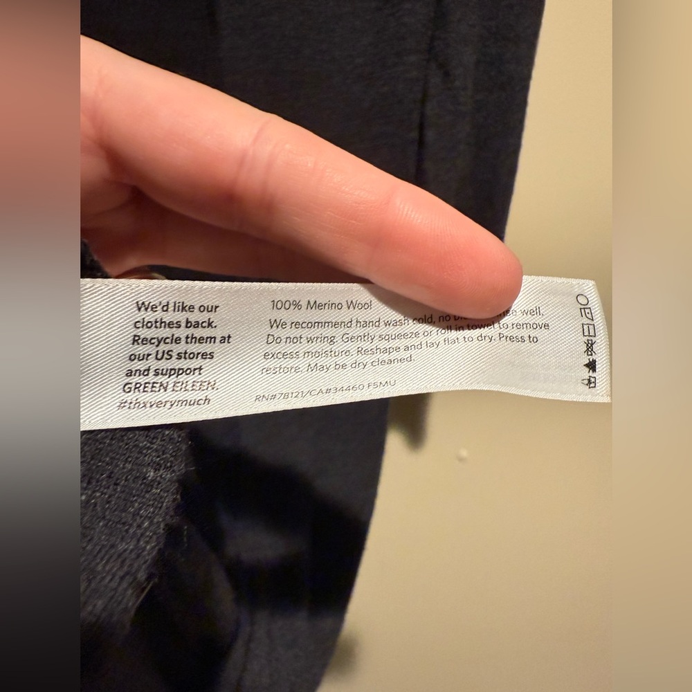 Eileen Fisher 100% Merino Wool charcoal grey Long Open Front Sweater Cardigan XS - Picture 4 of 5